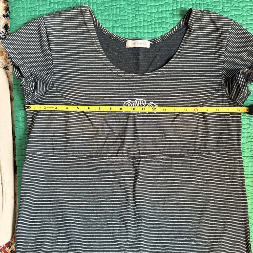 Vintage 2002 Fresh Produce Beach Navy Striped Short Sleeve Cotton Dress M Y2K - Picture 5 of 14